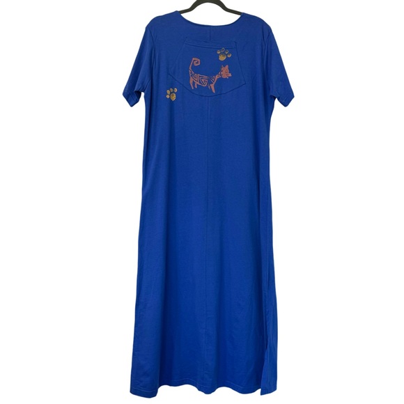 Cover Charge Cat Dress Vintage Lagenlook Artsy Pockets Slits Mumu Dress Sz Large - Picture 3 of 6